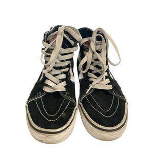 Vans  Sk8-Hi Kids Size 4 Black White Canvas Suede skate Sneakers shoes